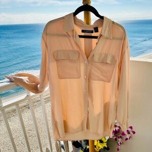 Liz Claiborne Collection Light Peach Button-Down  Shirt